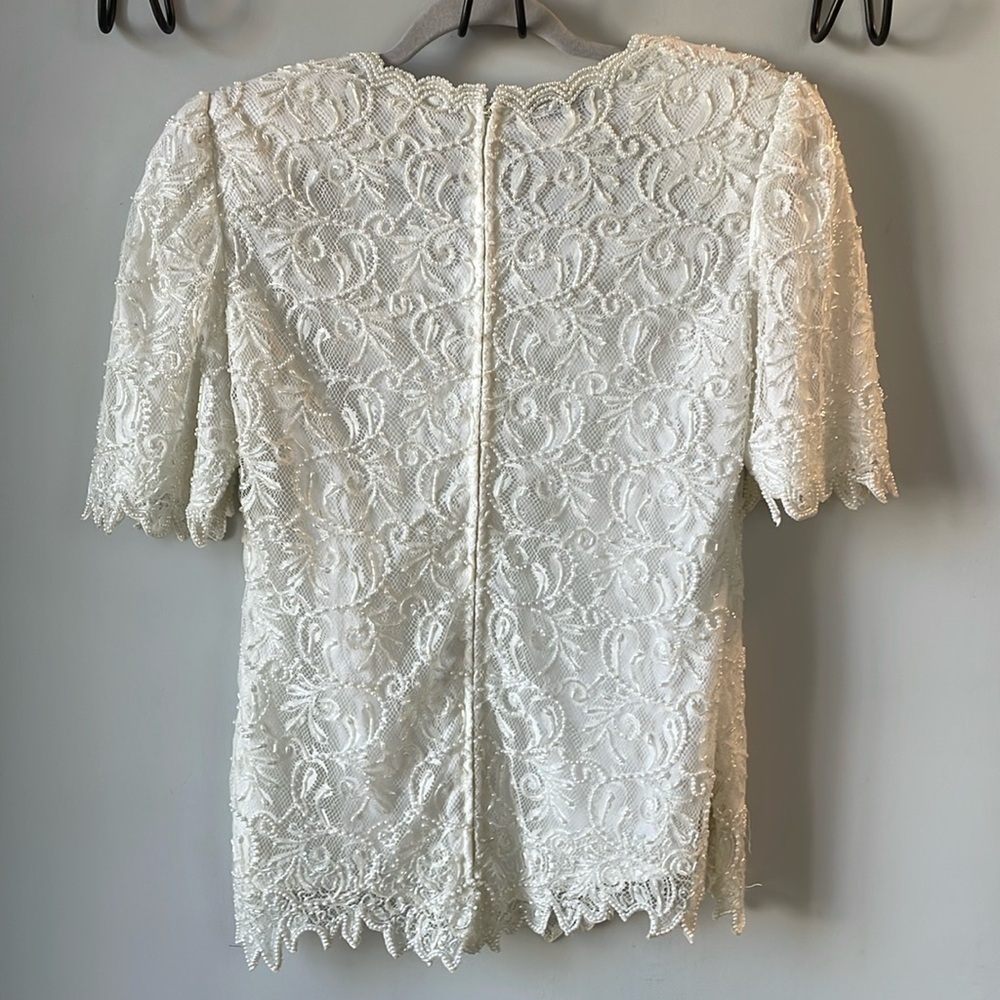 Brilliante by JA, vintage bridal wedding dress separate top, bead and lace small - Picture 7 of 8